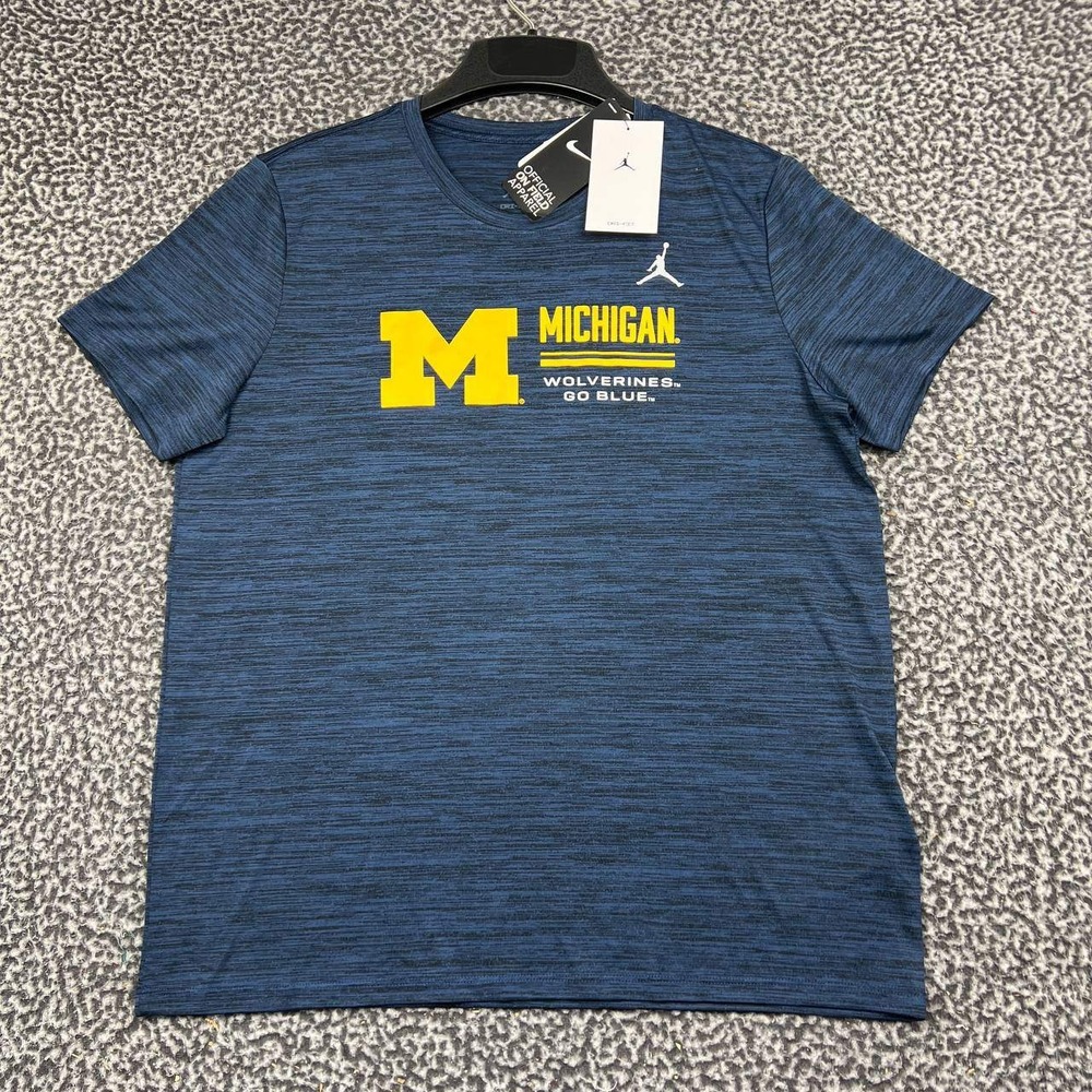 Air Jordan Michigan Wolverines Dri-FIT Shirt Women Medium Blue Short Sleeve New